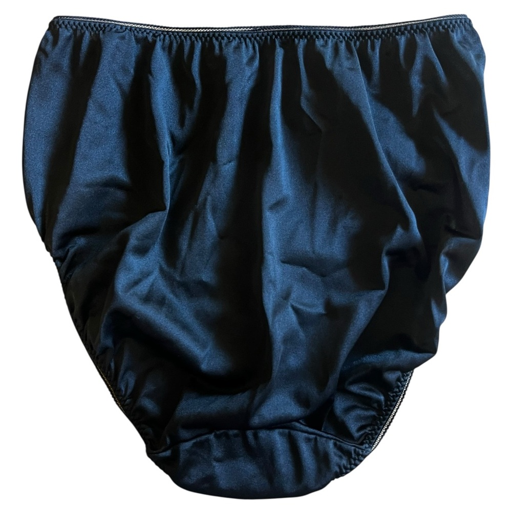 VINTAGE WACOAL 84202 Black Lace Embroidered Satin High Brief Sz M Silky Panties - Picture 4 of 8